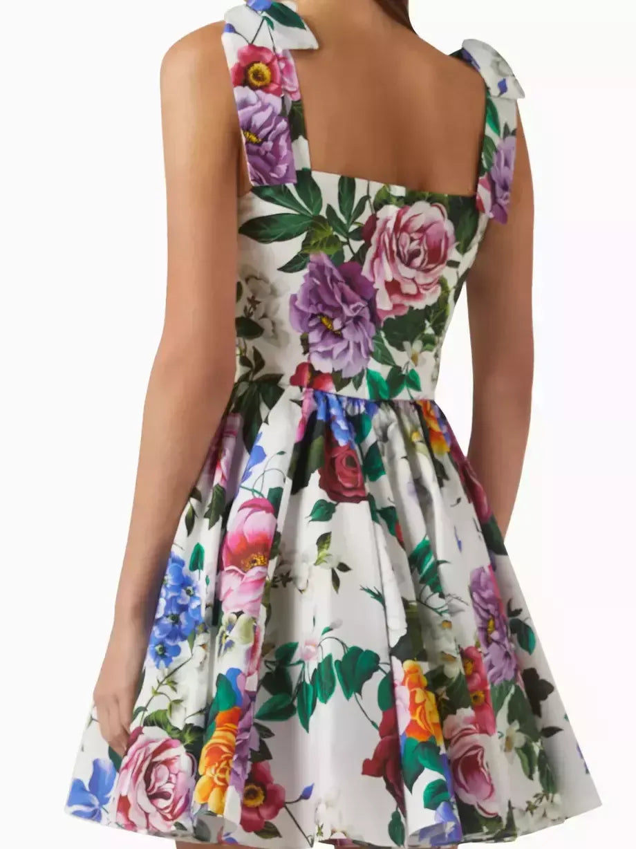 Floral Cotton Fit and Flare Mini Dress - Dresses
