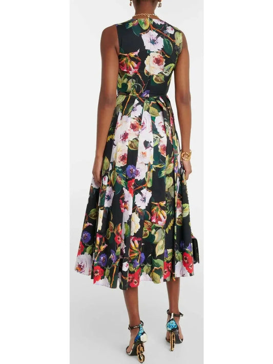 Floral Cotton Midi Dress - Dresses