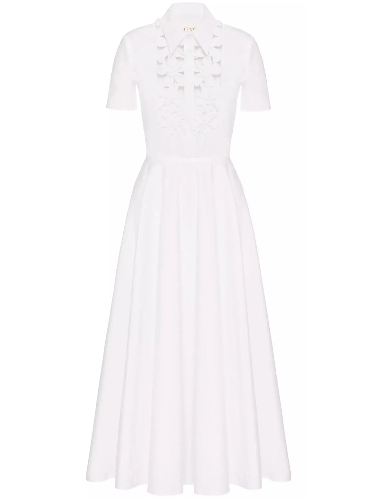 Floral Cut-Out Midi Dress in White - Dresses