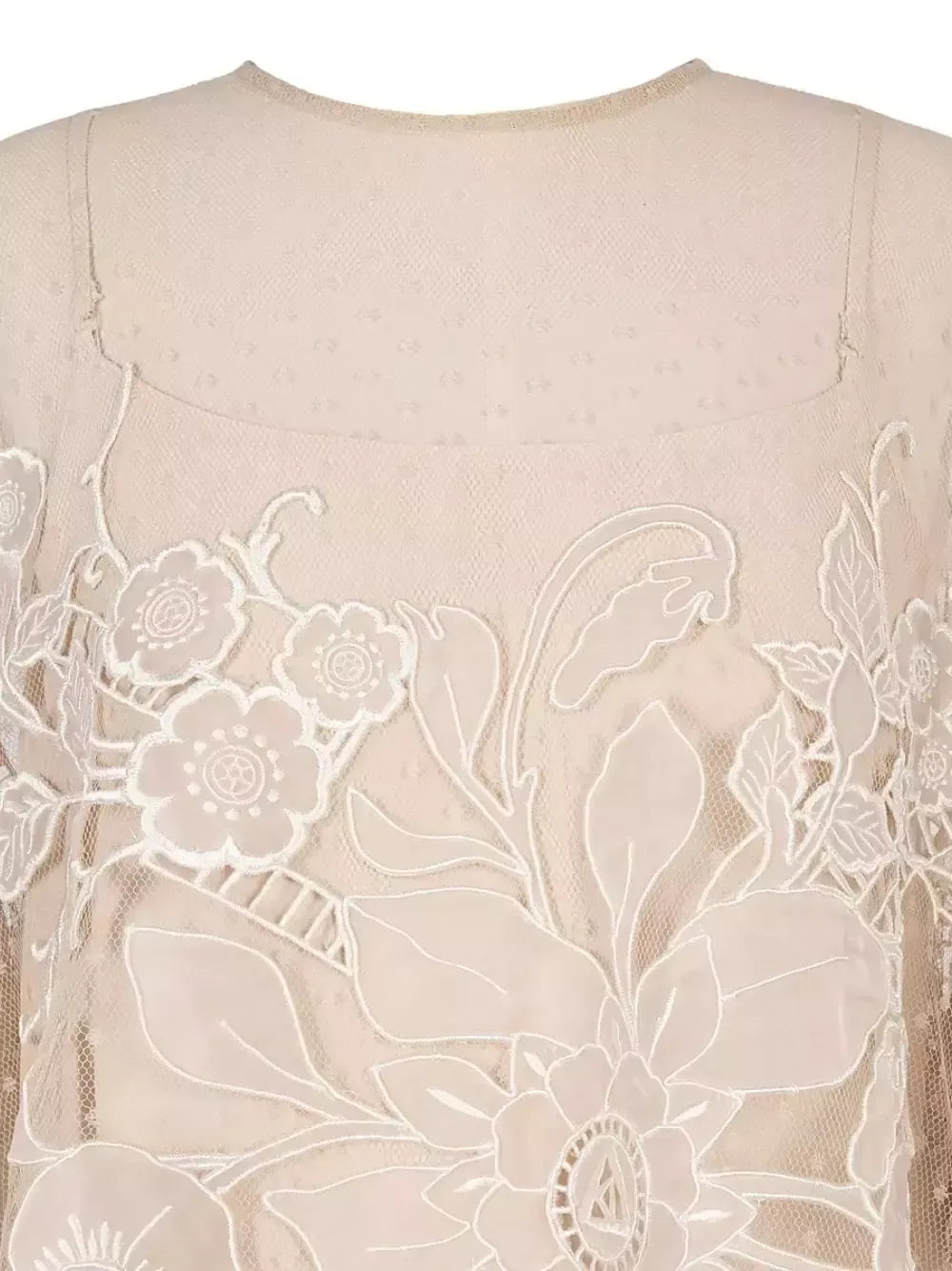 Floral Embroidered Flared-Sleeve Blouse - Tops