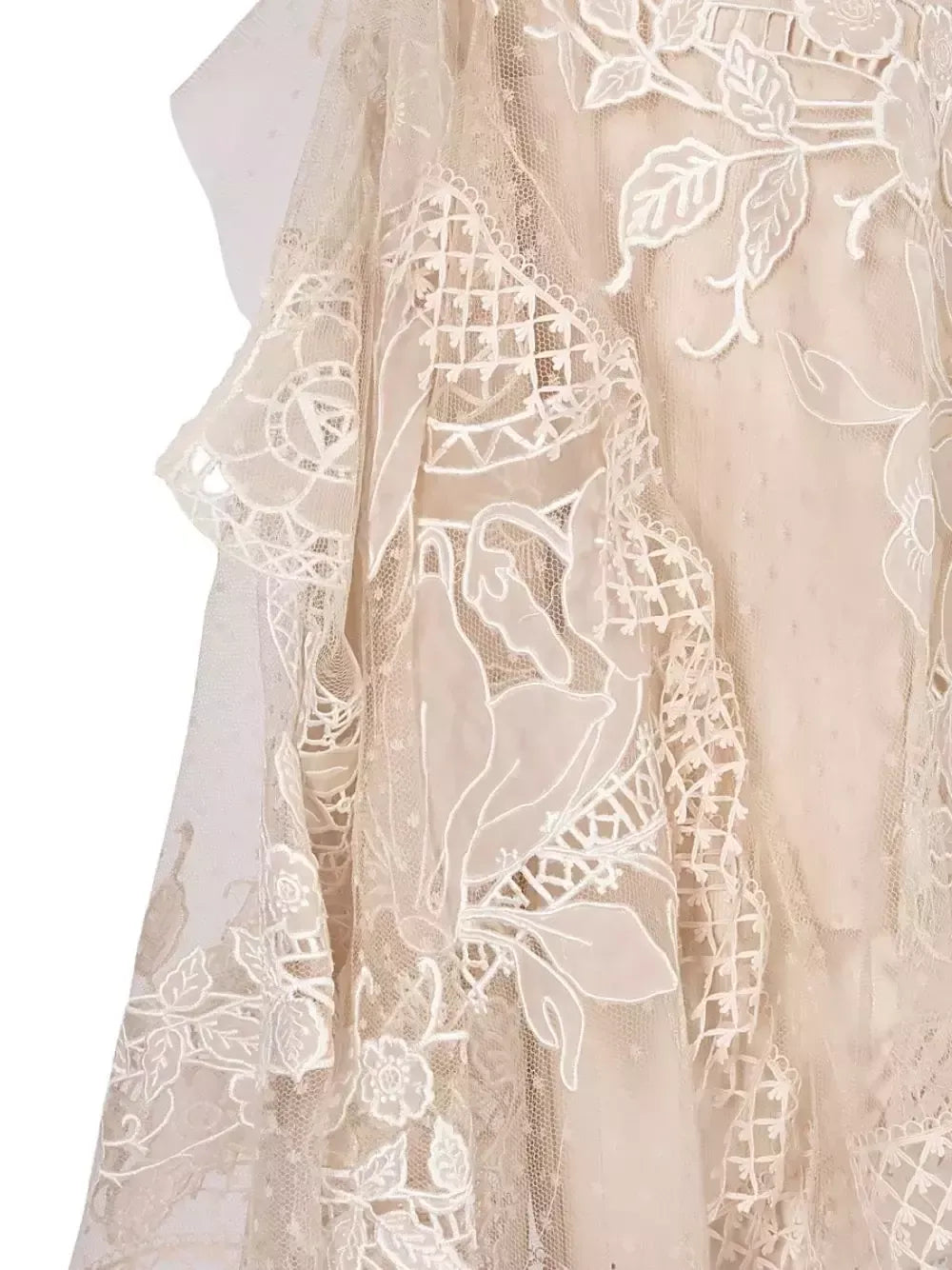 Floral Embroidered Flared-Sleeve Blouse - Tops
