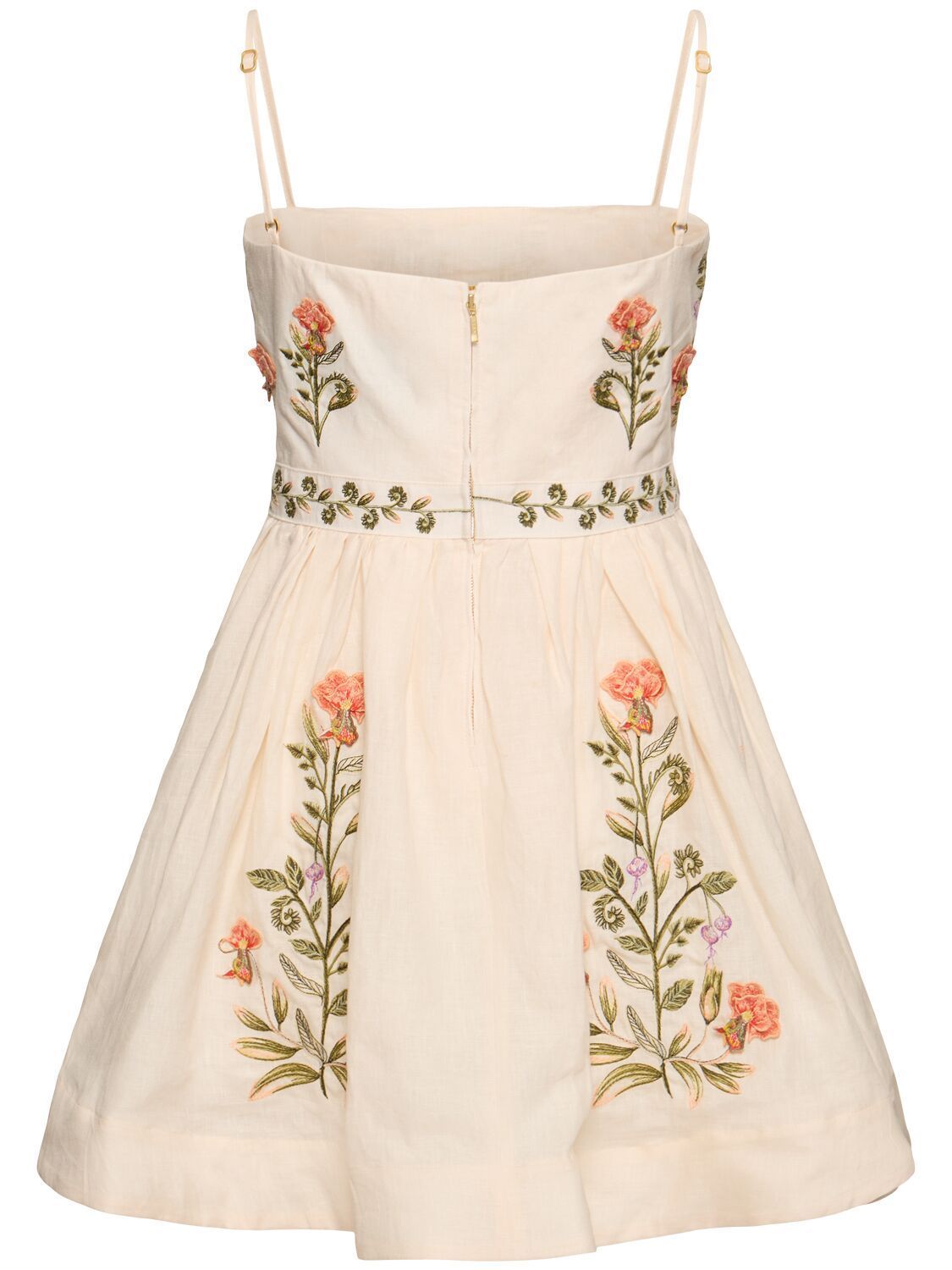 Floral Embroidered Linen Mini Dress with vibrant floral design and elegant embroidery