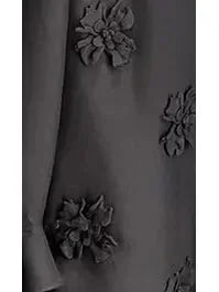 Floral-Embroidered Short Crepe Dress in Black - Dresses