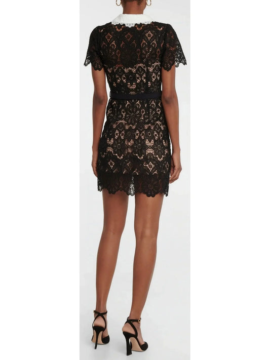 Floral Guipure Button-Up Mini Dress - Dresses