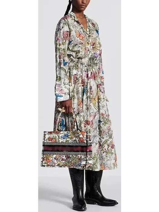 Floral Pattern Multicolor Flared Midi Skirt - Skirts