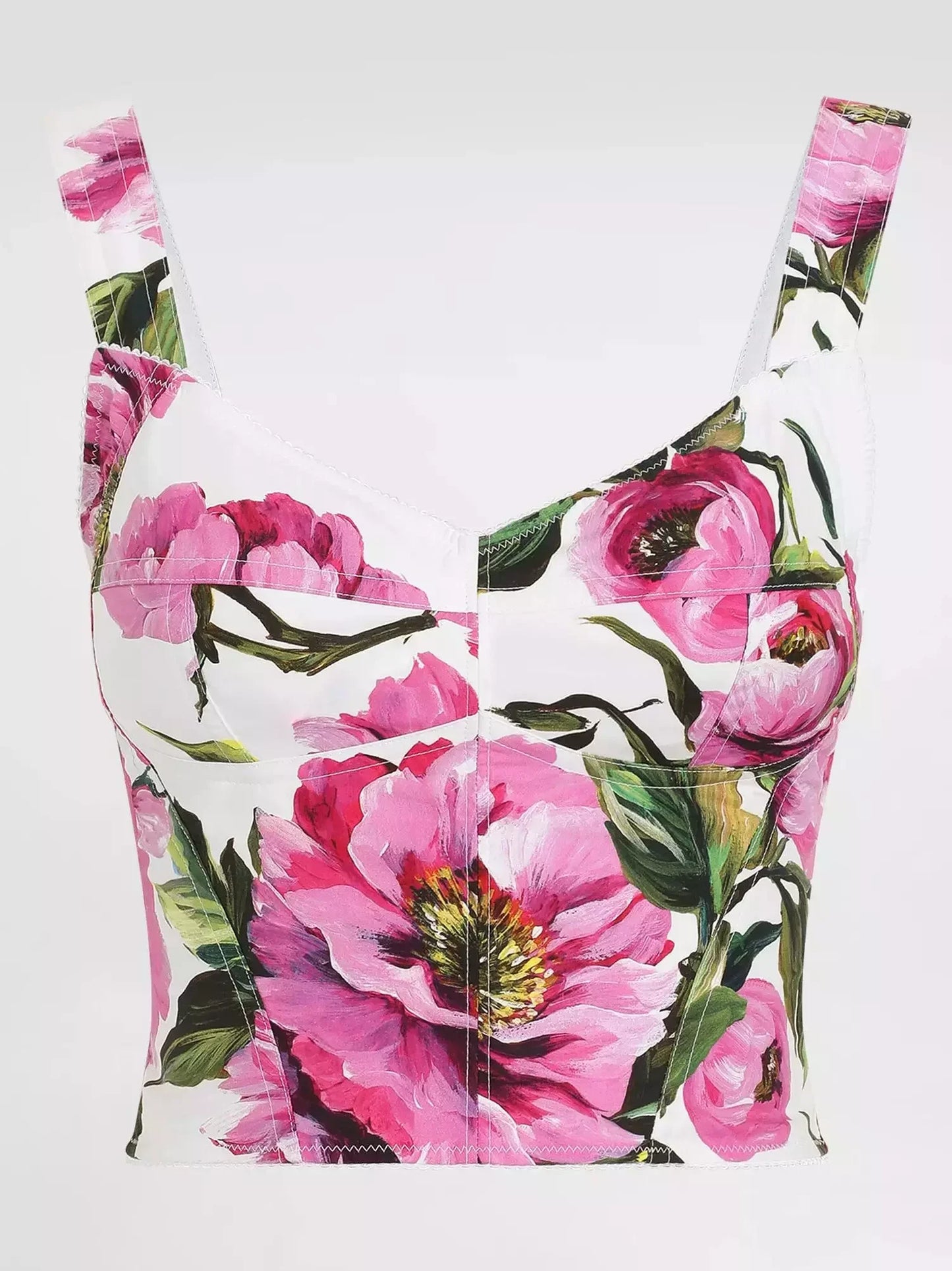 Floral Print Cotton Corset Top - Tops