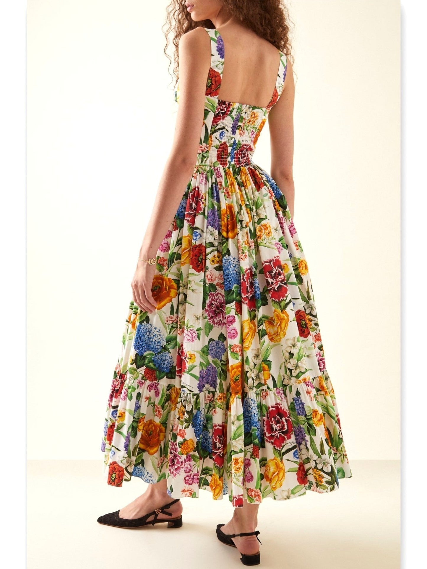 Floral Print Fit and Flare Maxi Dress - Dresses