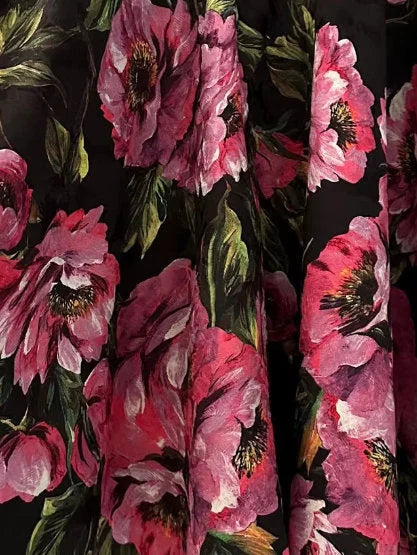 Floral Print Jacquard Circle Skirt - Skirts