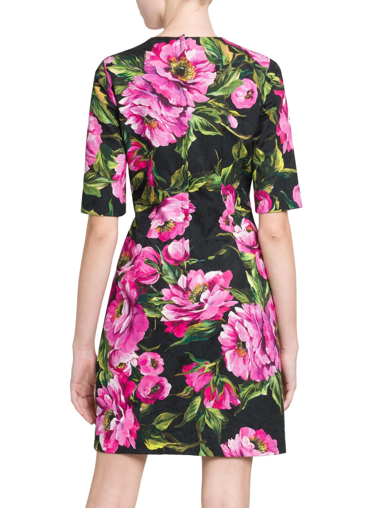 Floral Print Jacquard Mini Dress - Dresses