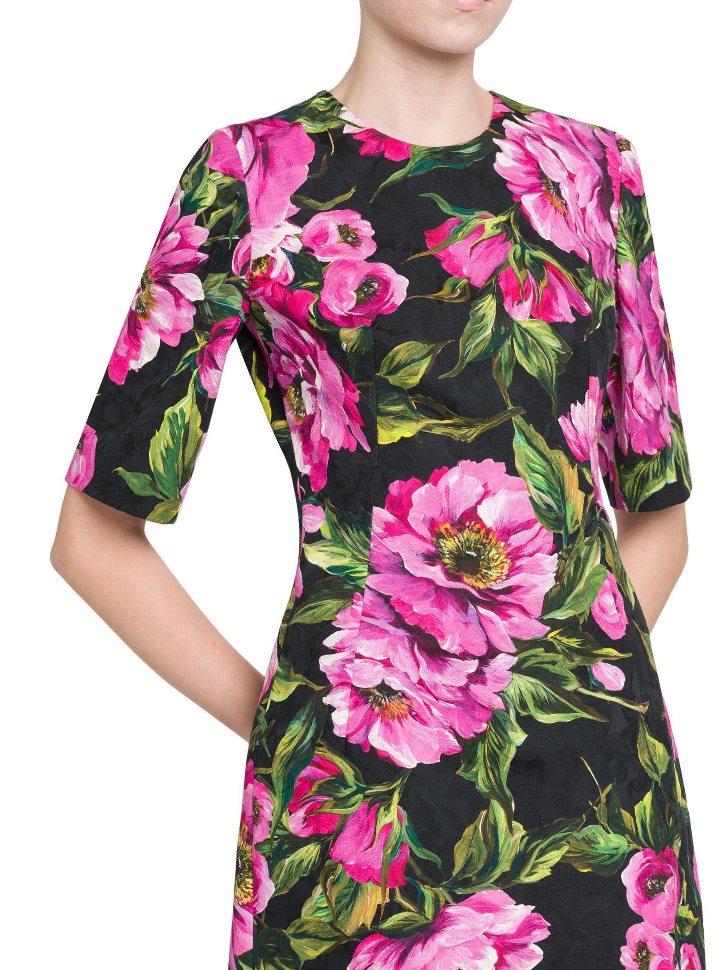 Floral Print Jacquard Mini Dress - Dresses