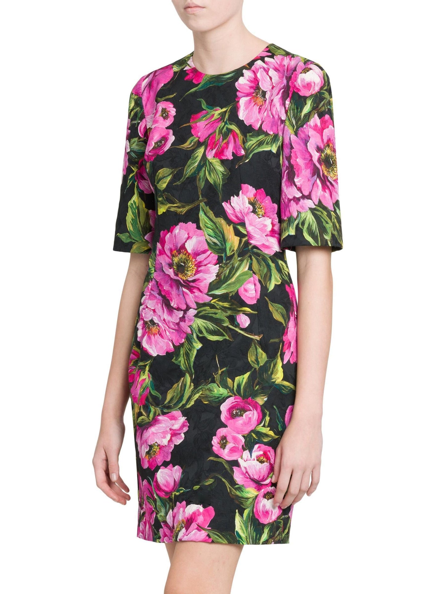 Floral Print Jacquard Mini Dress - Dresses