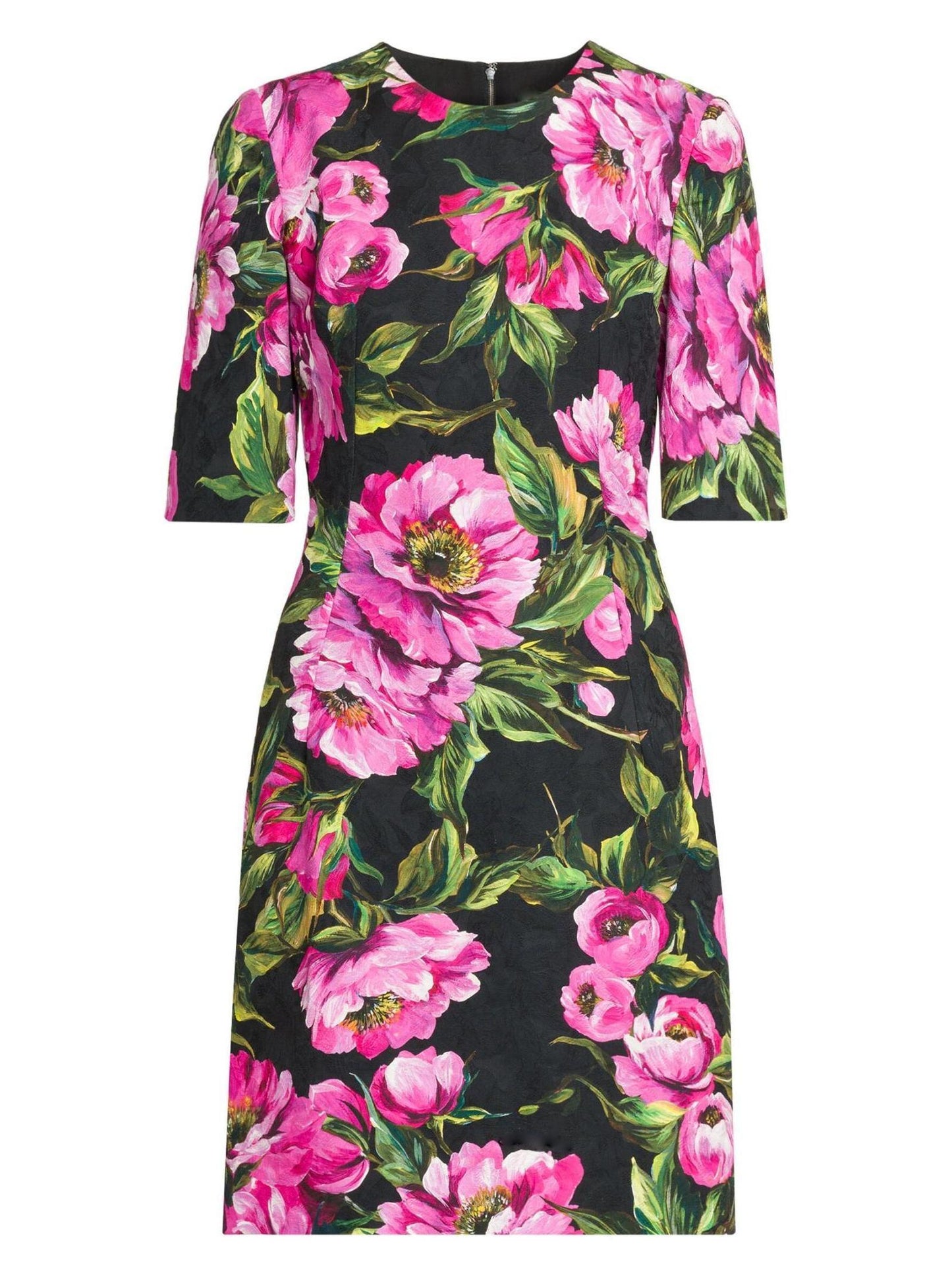 Floral Print Jacquard Mini Dress - Dresses