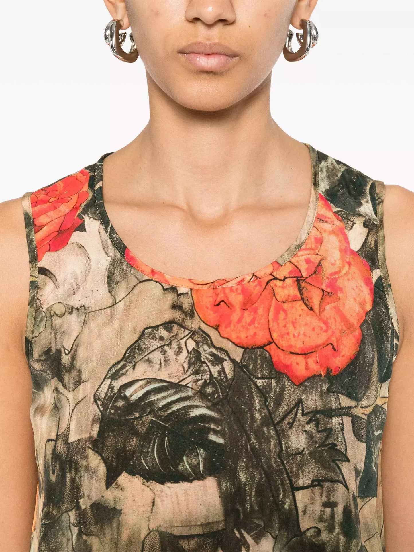 Floral Print Midi Shift Tank Dress - Dresses