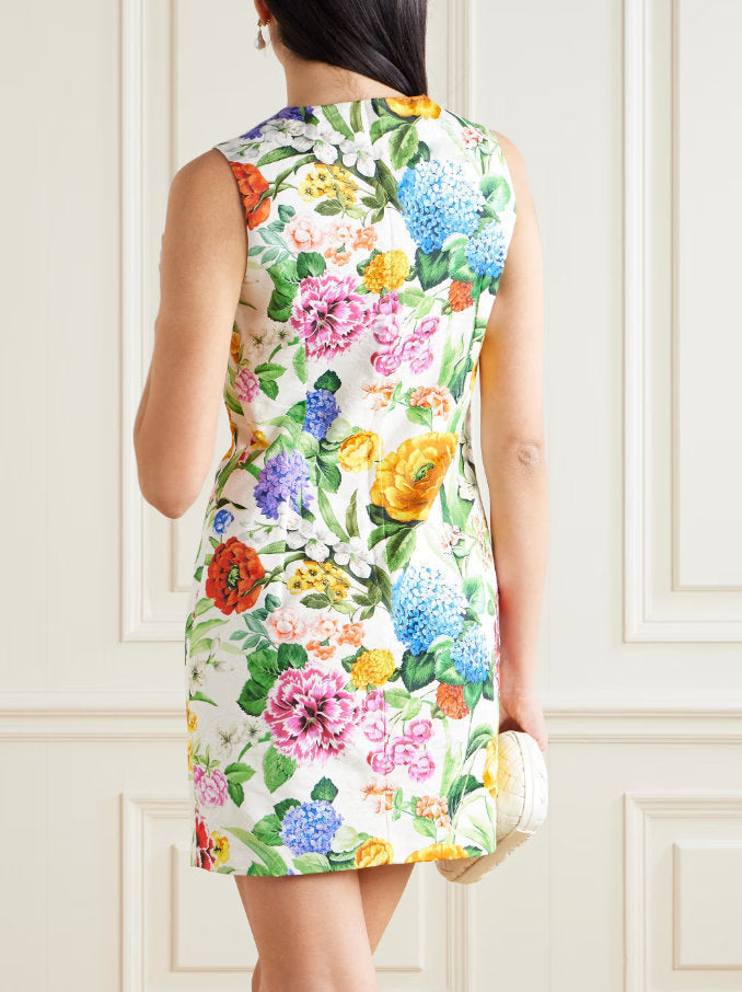 Floral Print Multicolored Mini Shift Dress - Dresses
