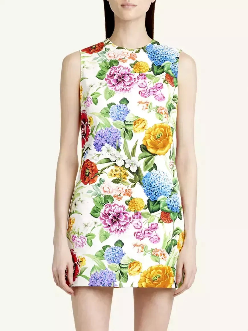 Floral Print Multicolored Mini Shift Dress - Dresses