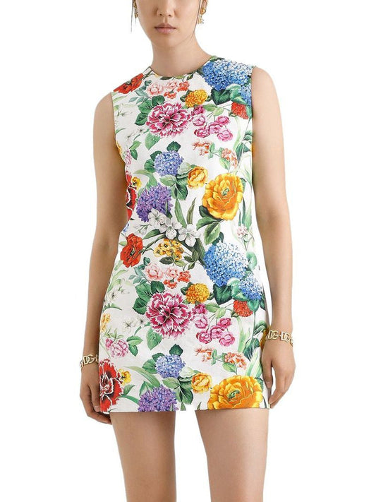 Floral Print Multicolored Mini Shift Dress - Dresses