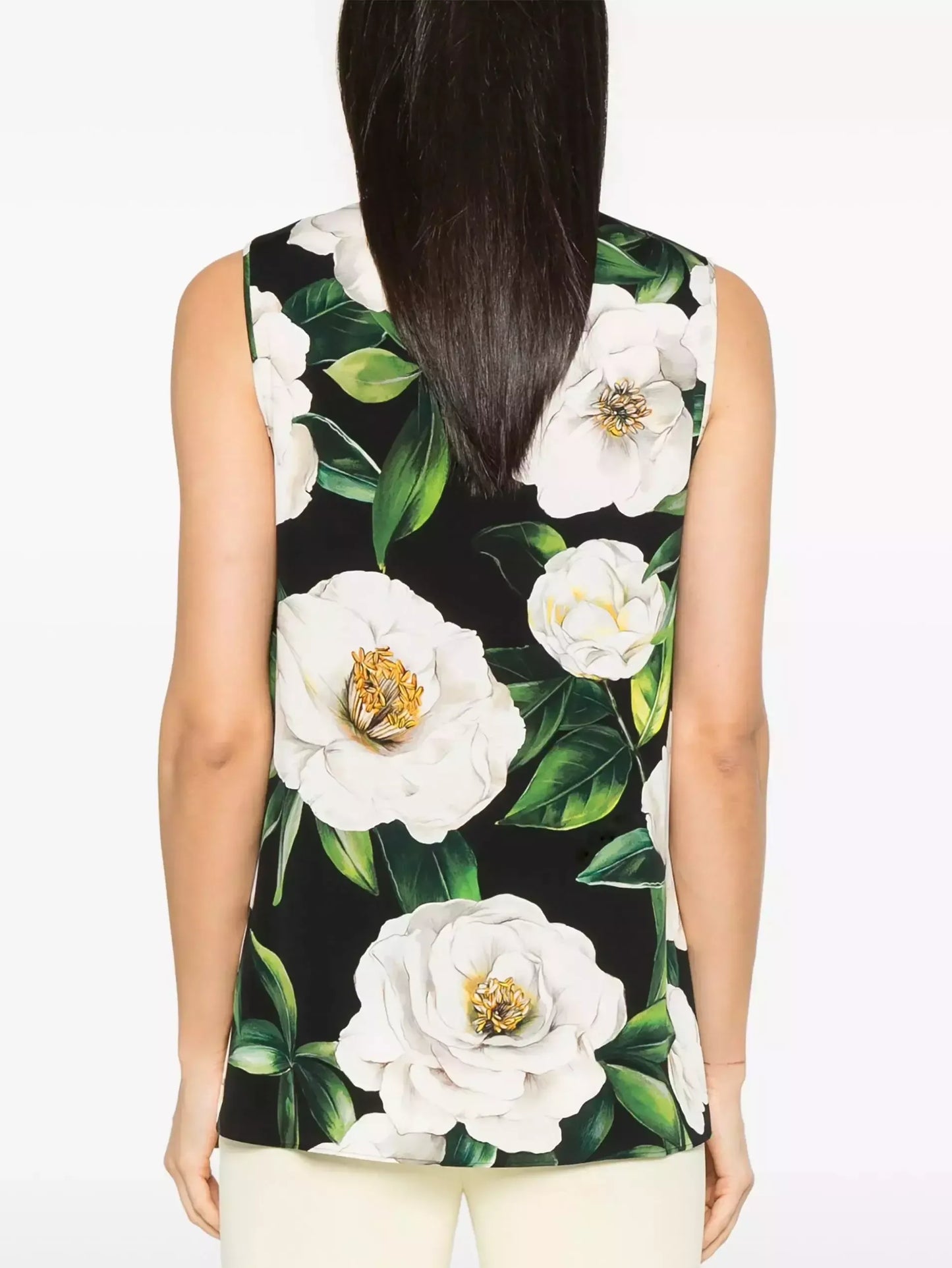 Floral Print Silk Tank Top - Tops