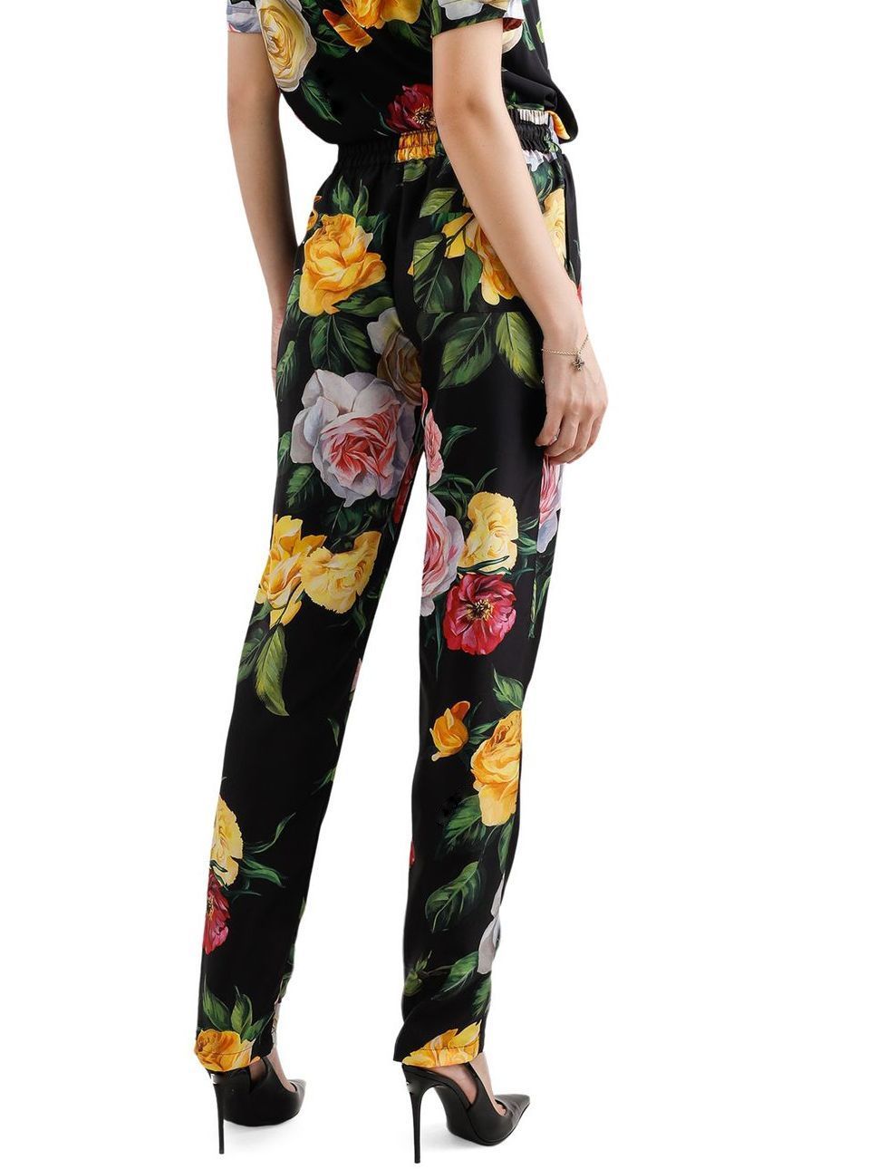Floral Print Silk Tie-Waist Pants featuring vibrant floral print design