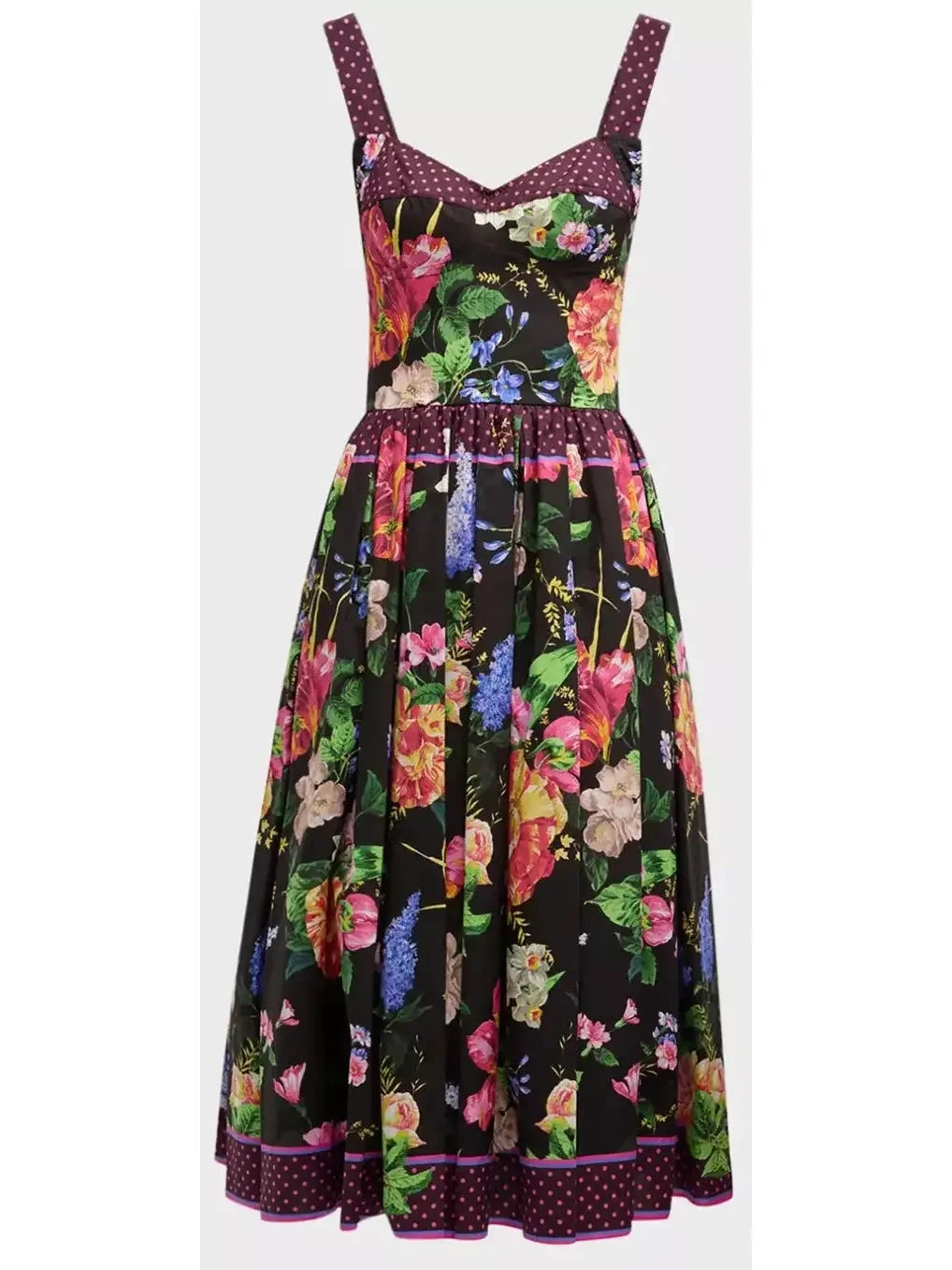 Floral-Print Sleeveless Bustier Fit-&-Flare Midi Dress - Dresses