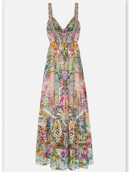 Floral Print Tie Front High Low Dress in Multicolor - Dresses