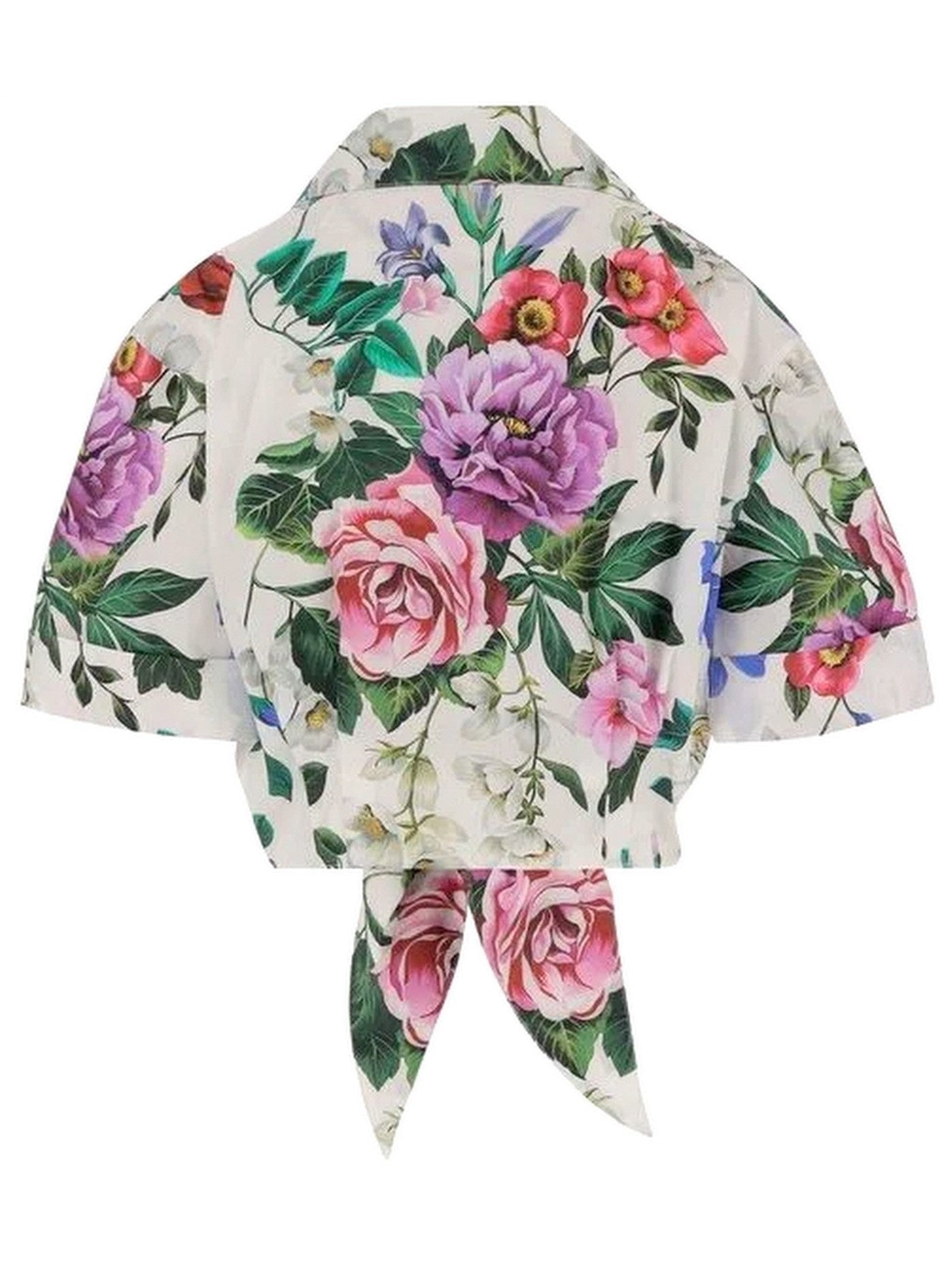 Floral Print Tie-Waist Shirt - Tops