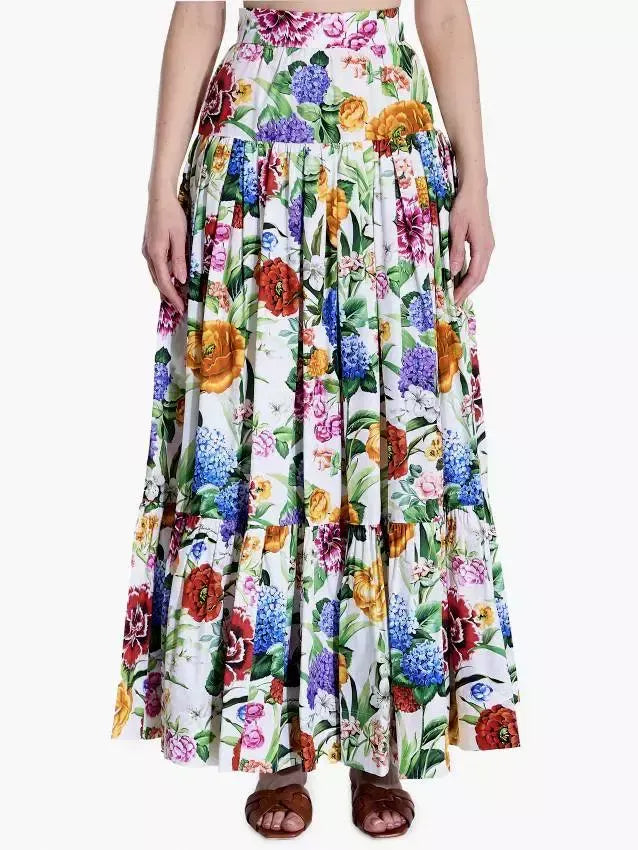 Floral Print Tiered Maxi Skirt - Skirts