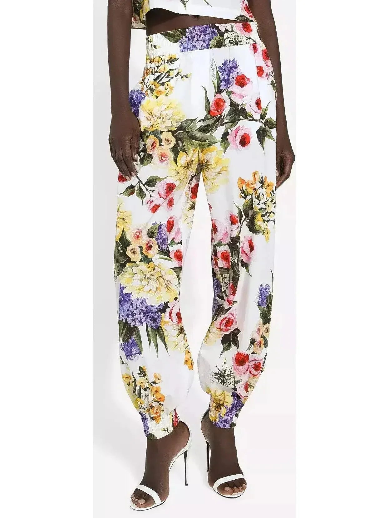 Floral Printed Cropped Cotton Shirt and Pant Set - Suits & Sets