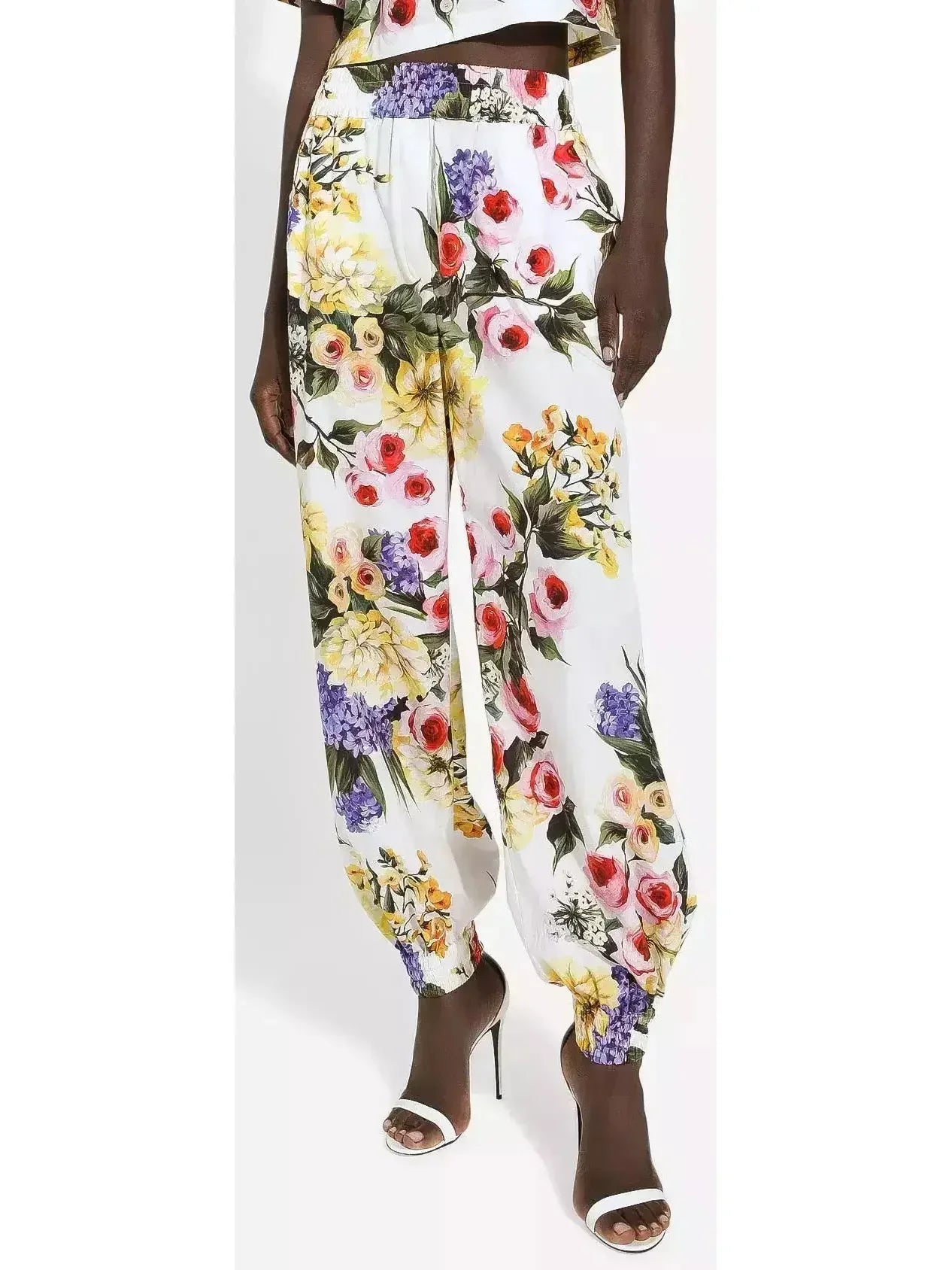 Floral Printed Cropped Cotton Shirt and Pant Set - Suits & Sets