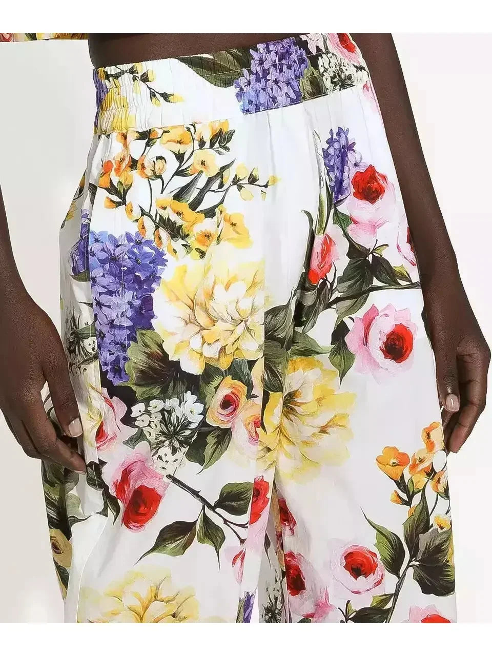 Floral Printed Cropped Cotton Shirt and Pant Set - Suits & Sets