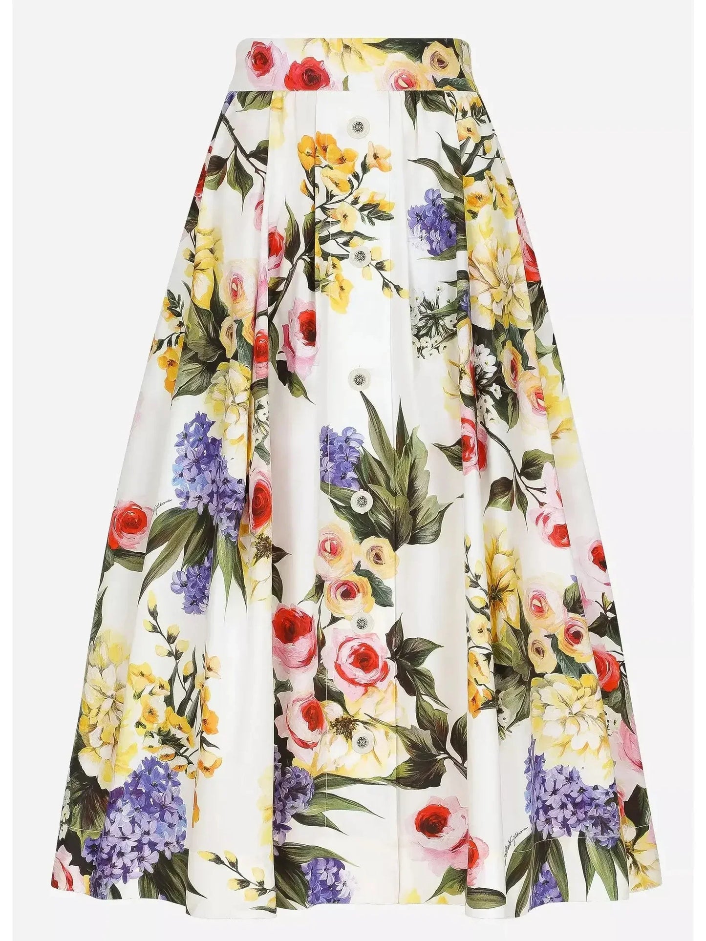 Floral Printed Cropped Cotton Shirt and Skirt Set - Suits & Sets