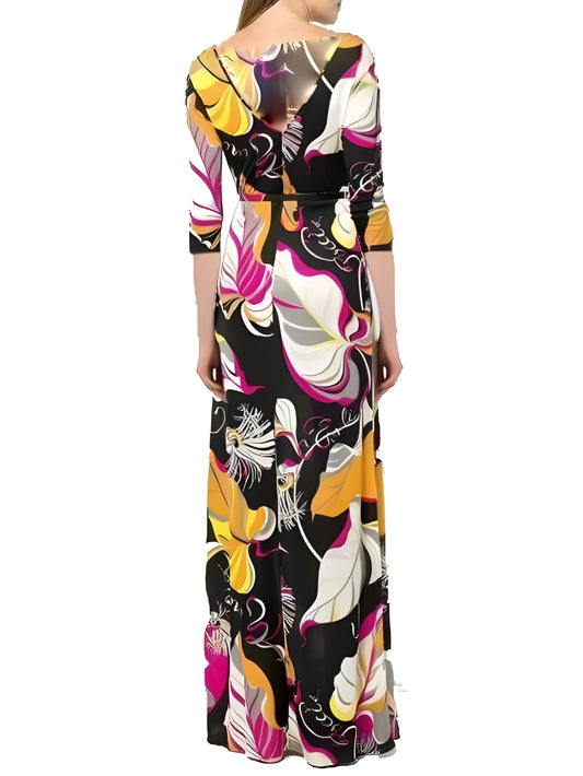Frida Print Long Silk Dress - Dresses