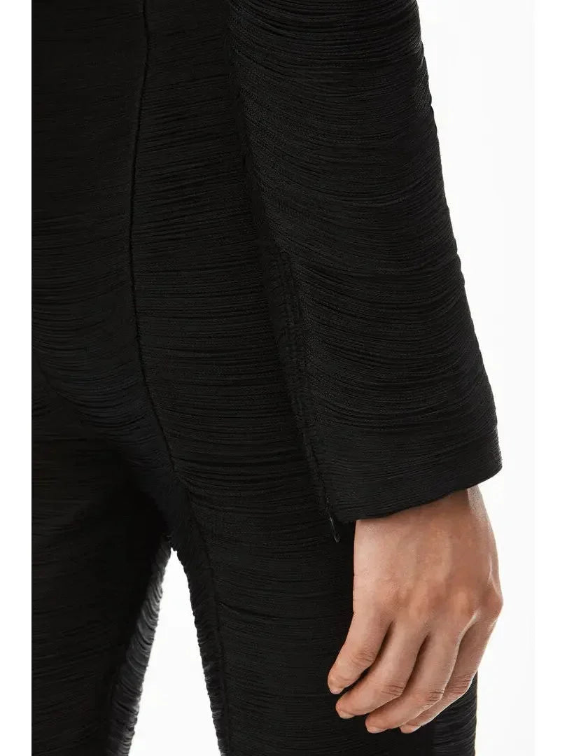 Fringe Crop Jacket in Power Mesh Black - Jackets