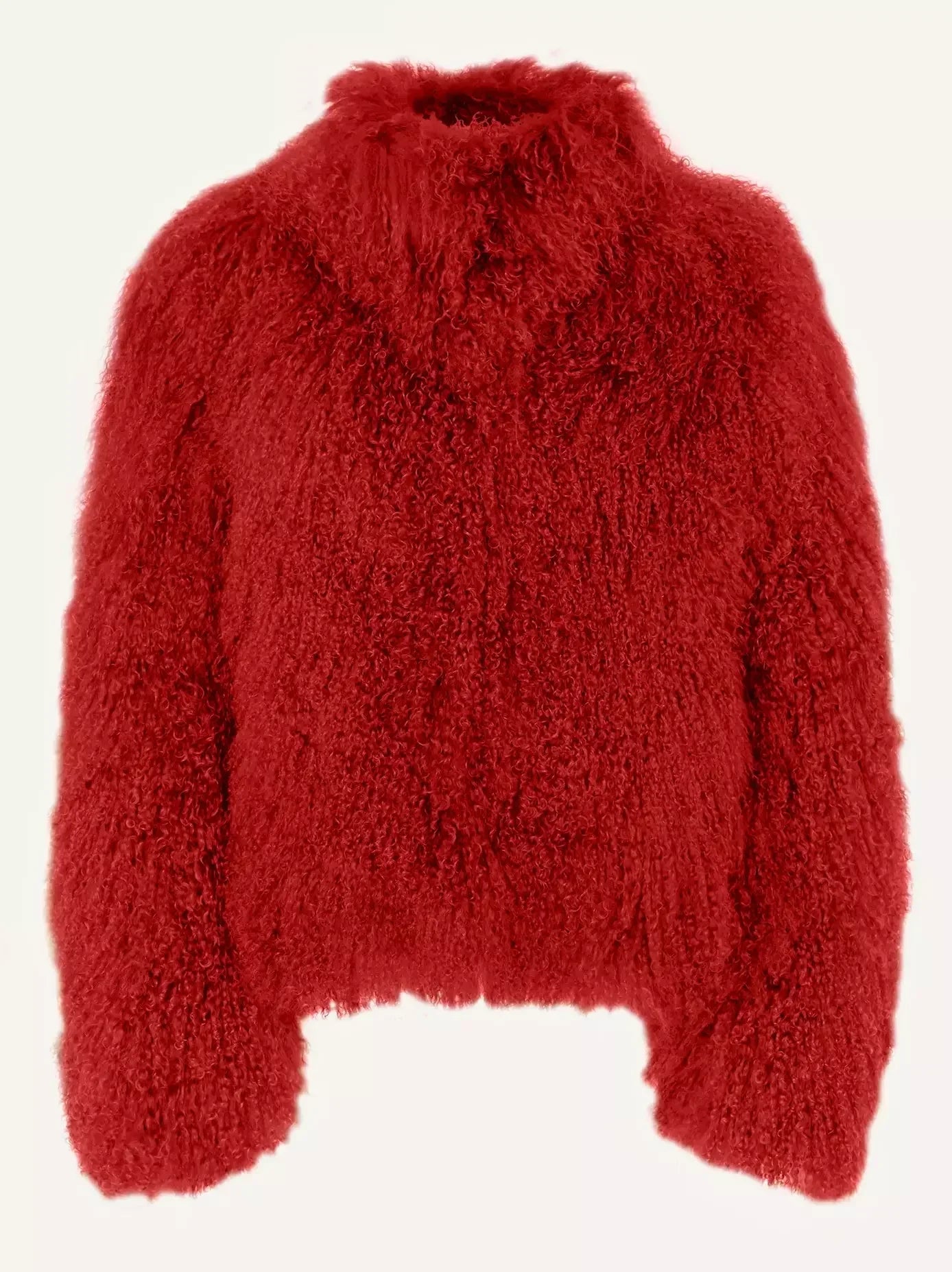 Full Mongolian Sheepskin Jacket in Red - Jackets