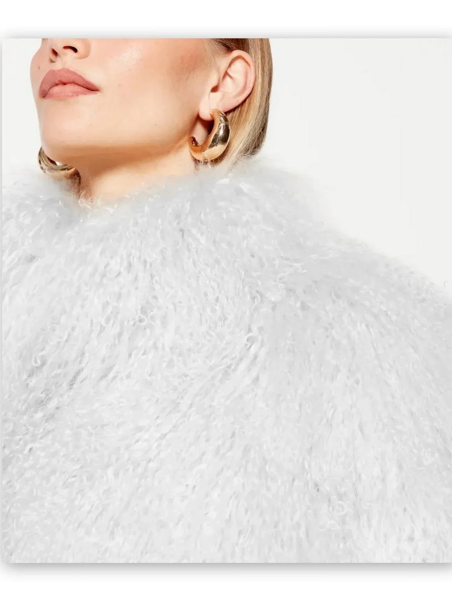 Full Mongolian Sheepskin Jacket in White - Jackets