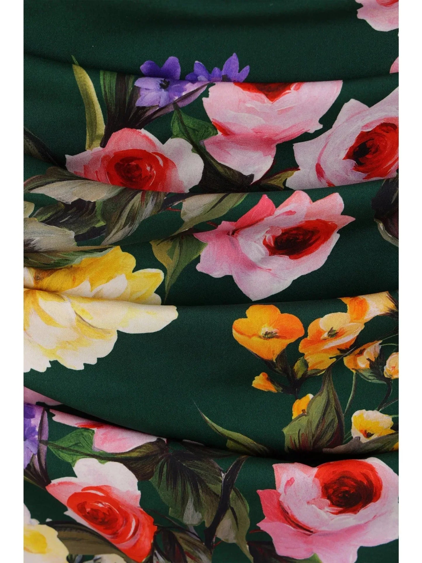 Garden Print Charmeuse Draped Sheath Dress - Dresses