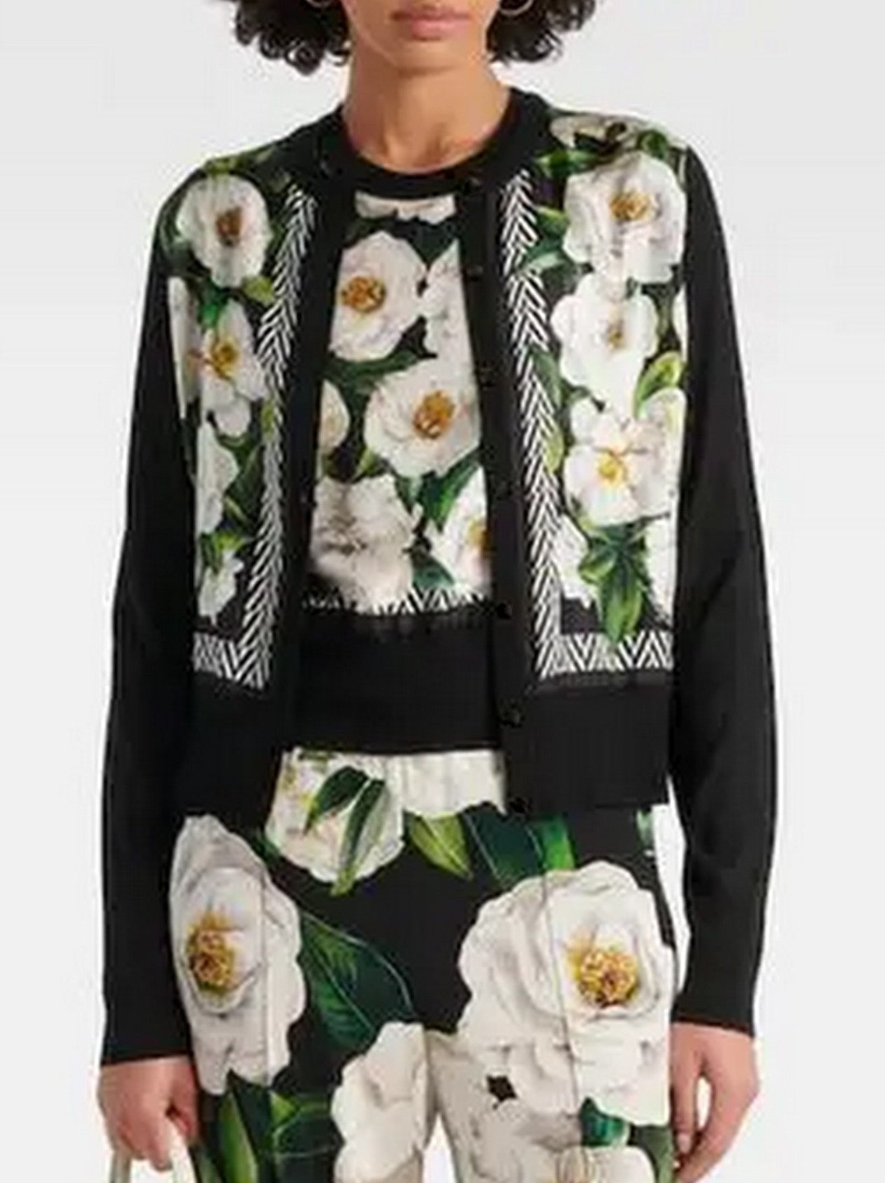 Gardenia Print Silk and Wool Sleeveless Sweater - Sweaters & Knitwear