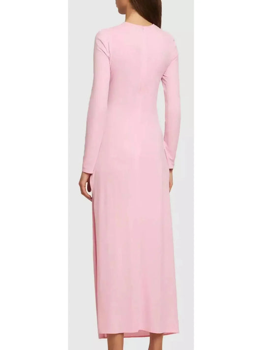Gathered Long Sleeve Maxi Dress in Pink - Dresses