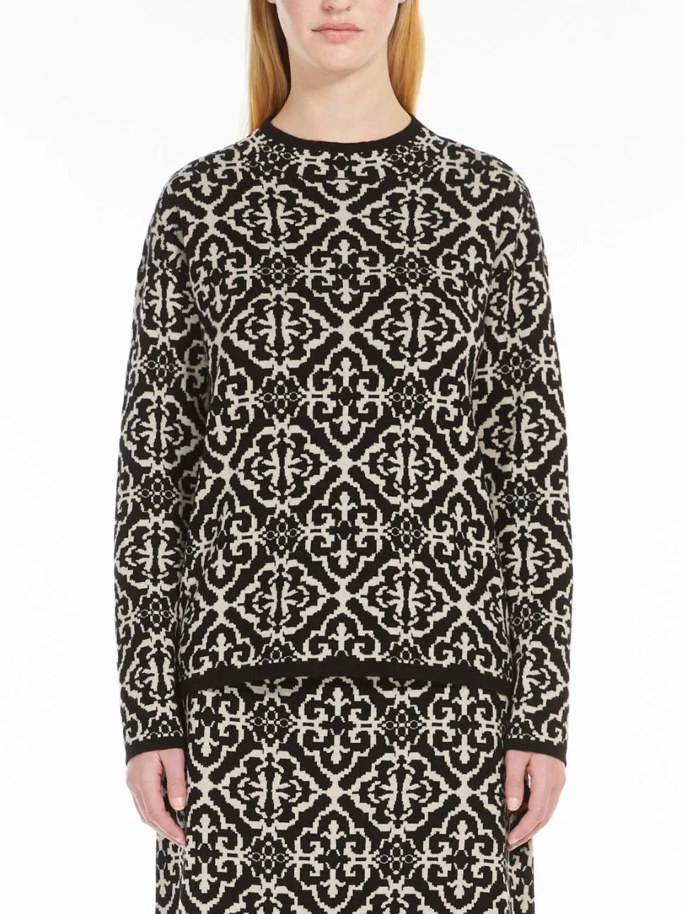 Geometric Mock-Neck Cashmere and Wool Sweater - Sweaters & Knitwear