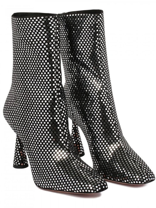 Glitter Mirror Sequin Heeled Ankle Boots - Footwear
