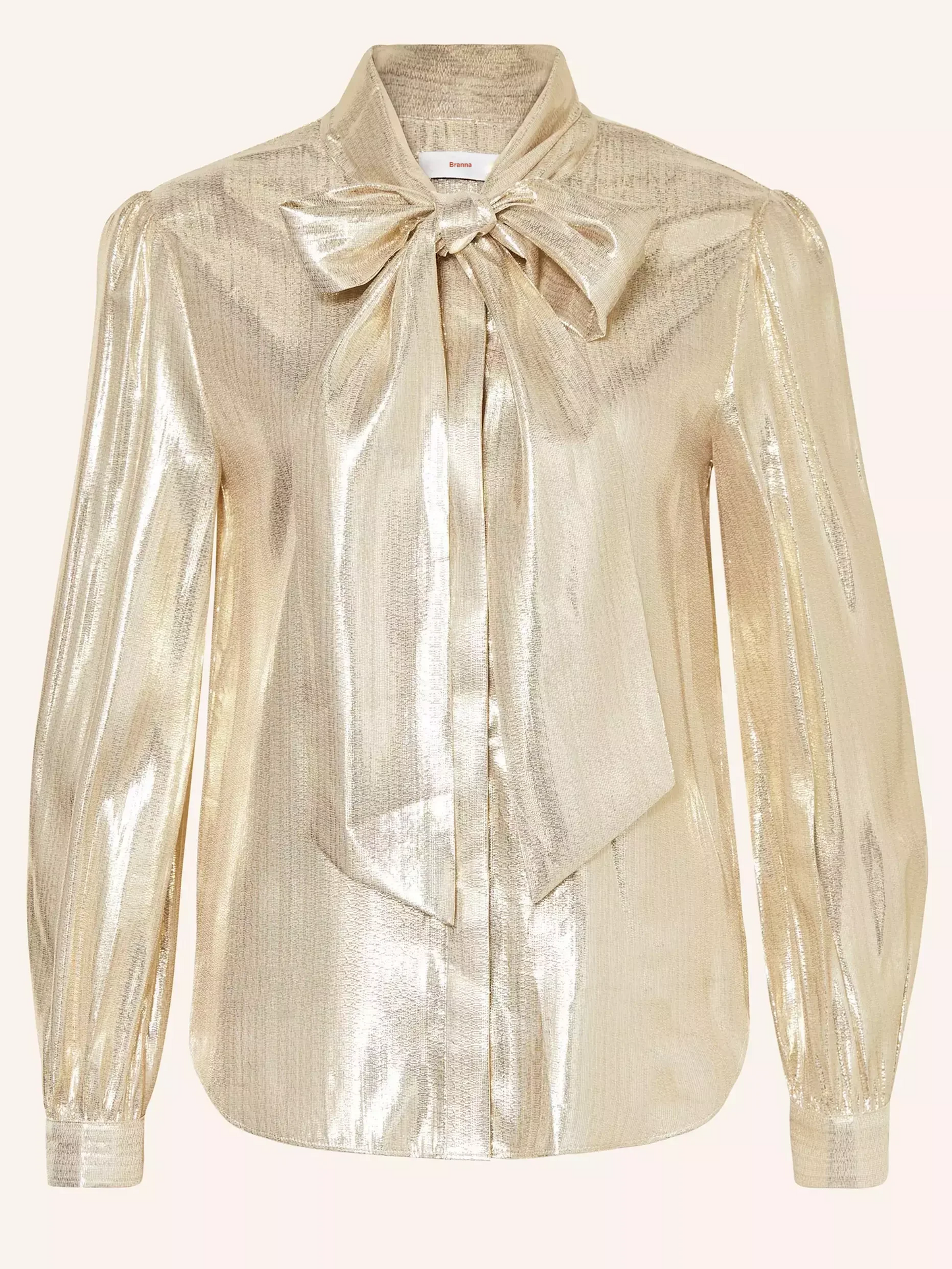 Gold Lamé Tie-Neck Shirt - Tops