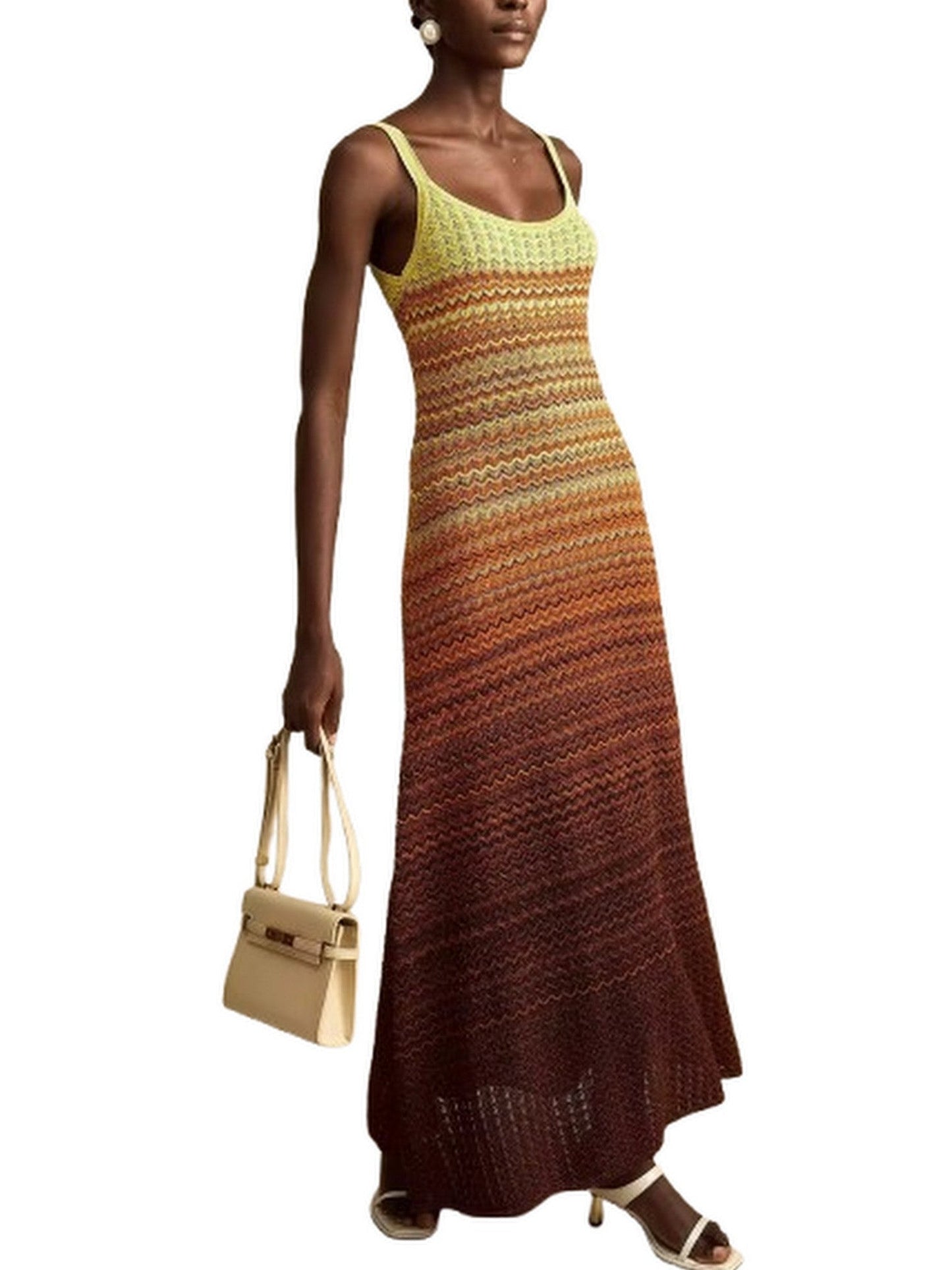 Gradient Pointelle Knit Maxi Dress - Dresses
