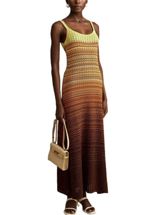 Gradient Pointelle Knit Maxi Dress - Dresses