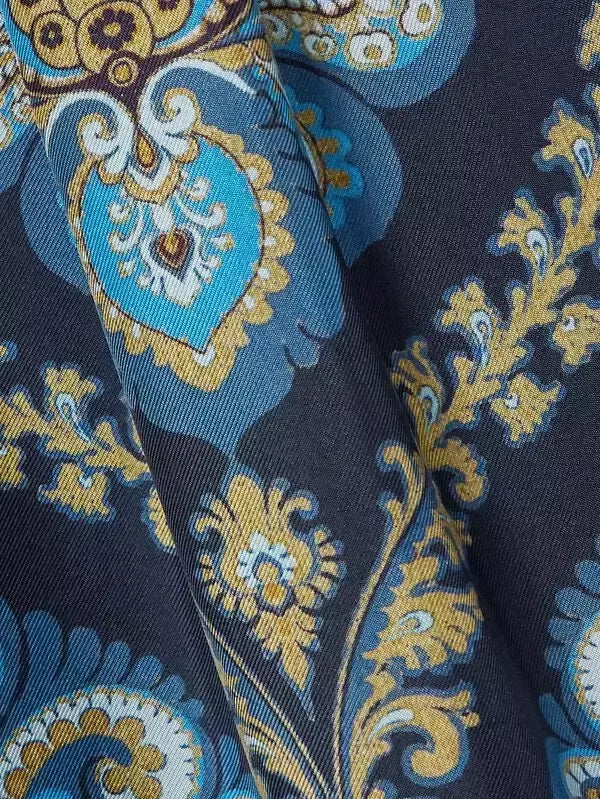 Graphic Print Silk Shirt - Tops