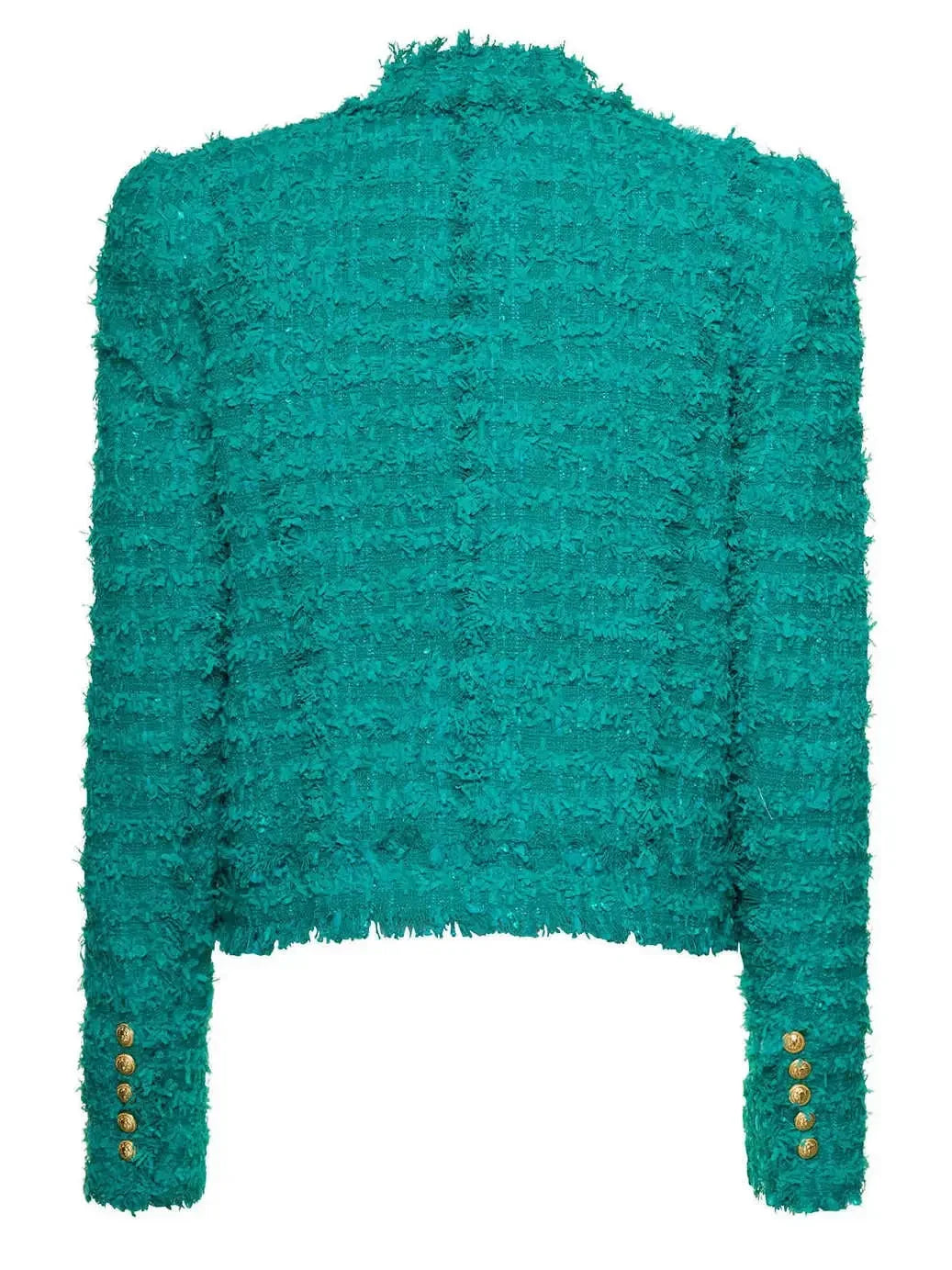Green Fringed Tweed Jacket - Jackets