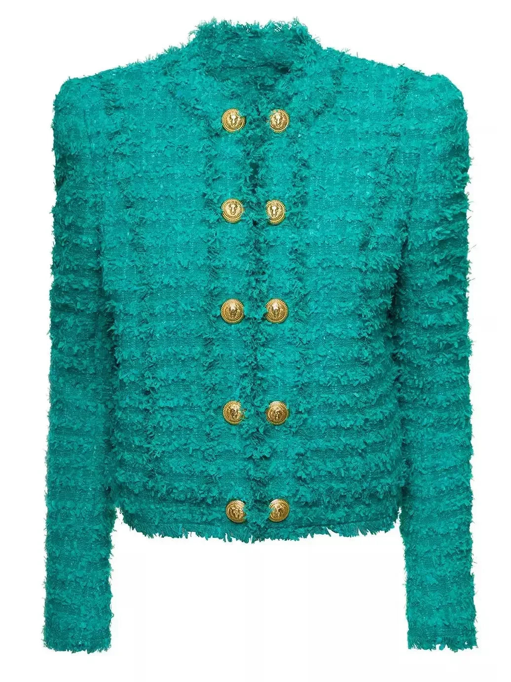 Green Fringed Tweed Jacket - Jackets