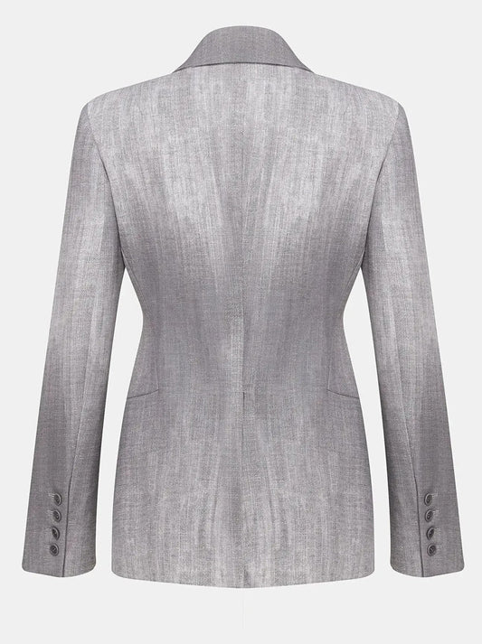 Grey-Blend Single-Breasted Woven Blazer - Jackets