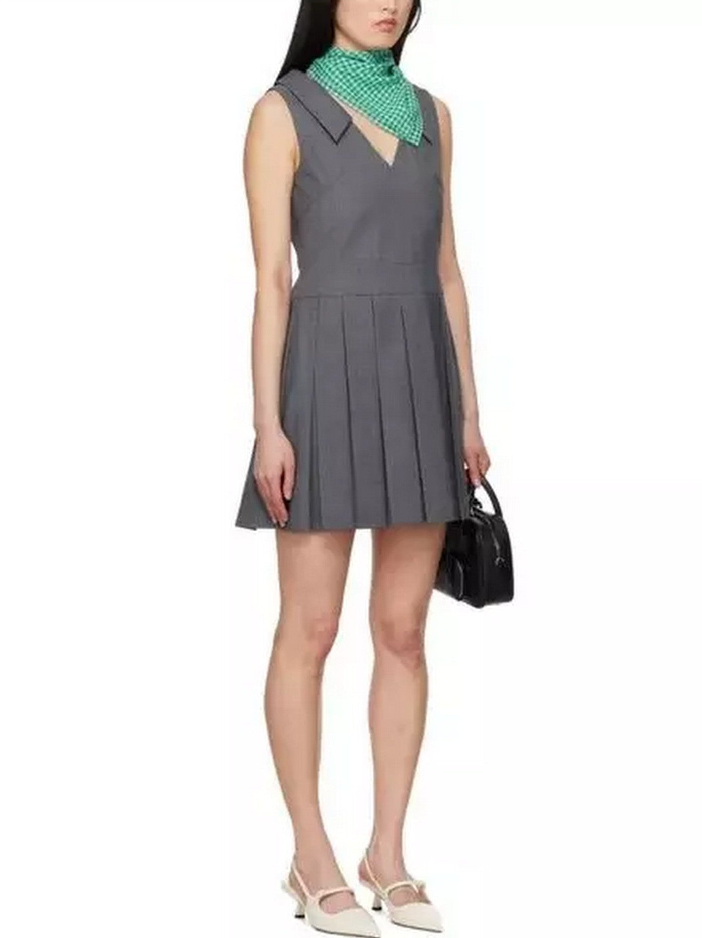 Grey Sleeveless Pleated Mini Dress - Dresses