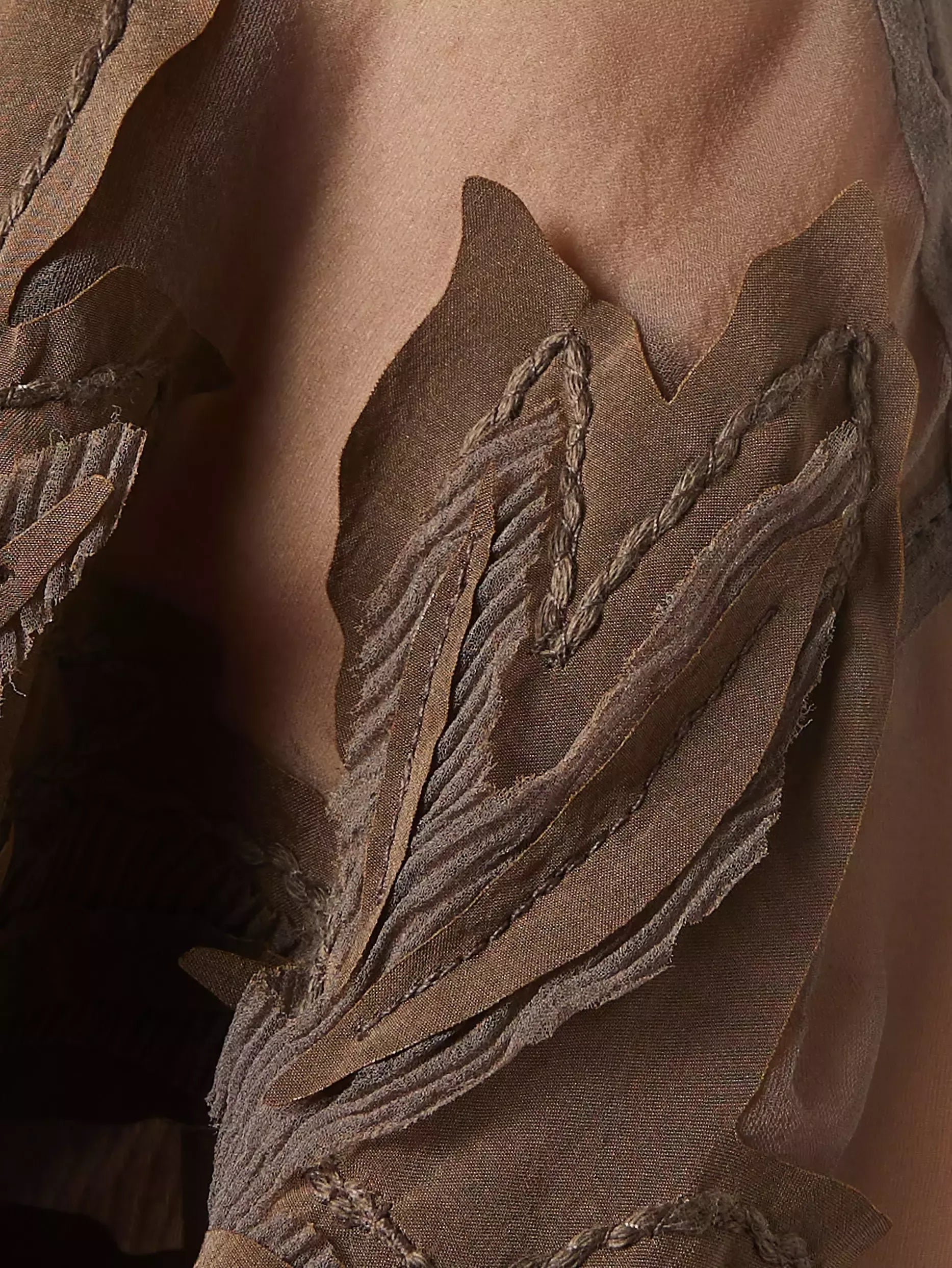 Herbarium-Embroidered Sheer Shirt - Tops