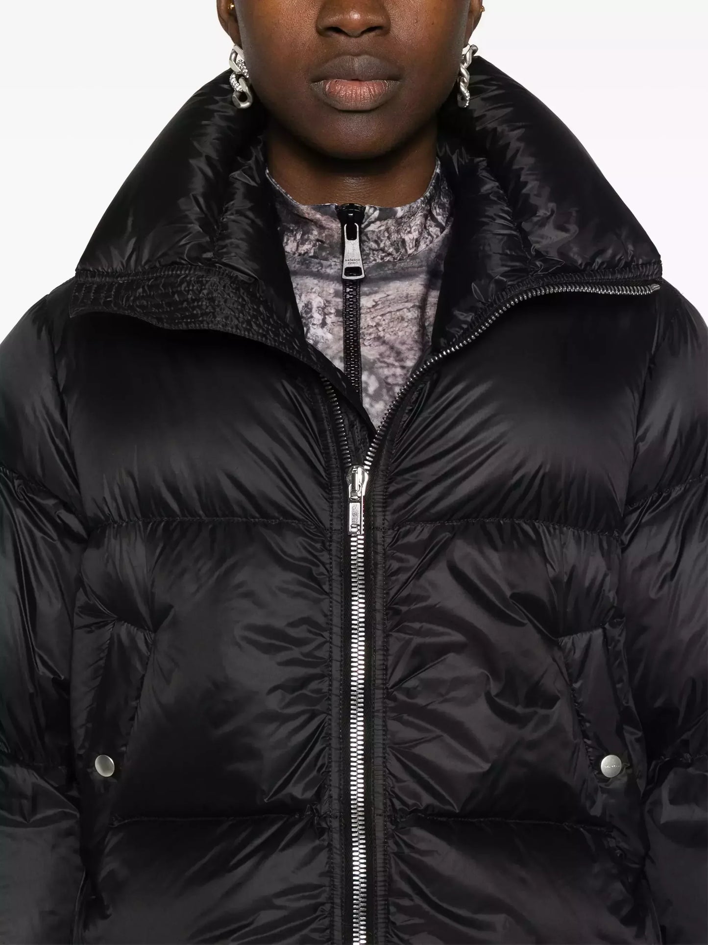 High-Neck Oversized Puffer Jacket in Black - Jackets
