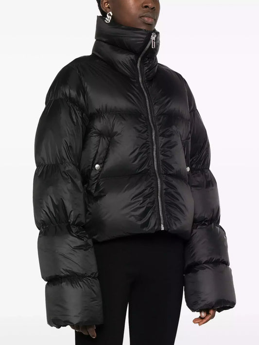 High-Neck Oversized Puffer Jacket in Black - Jackets
